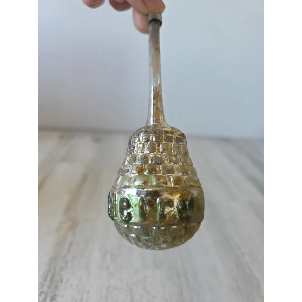 Antique merry AS IS Xmas mercury glass ornament rattle xmas tree